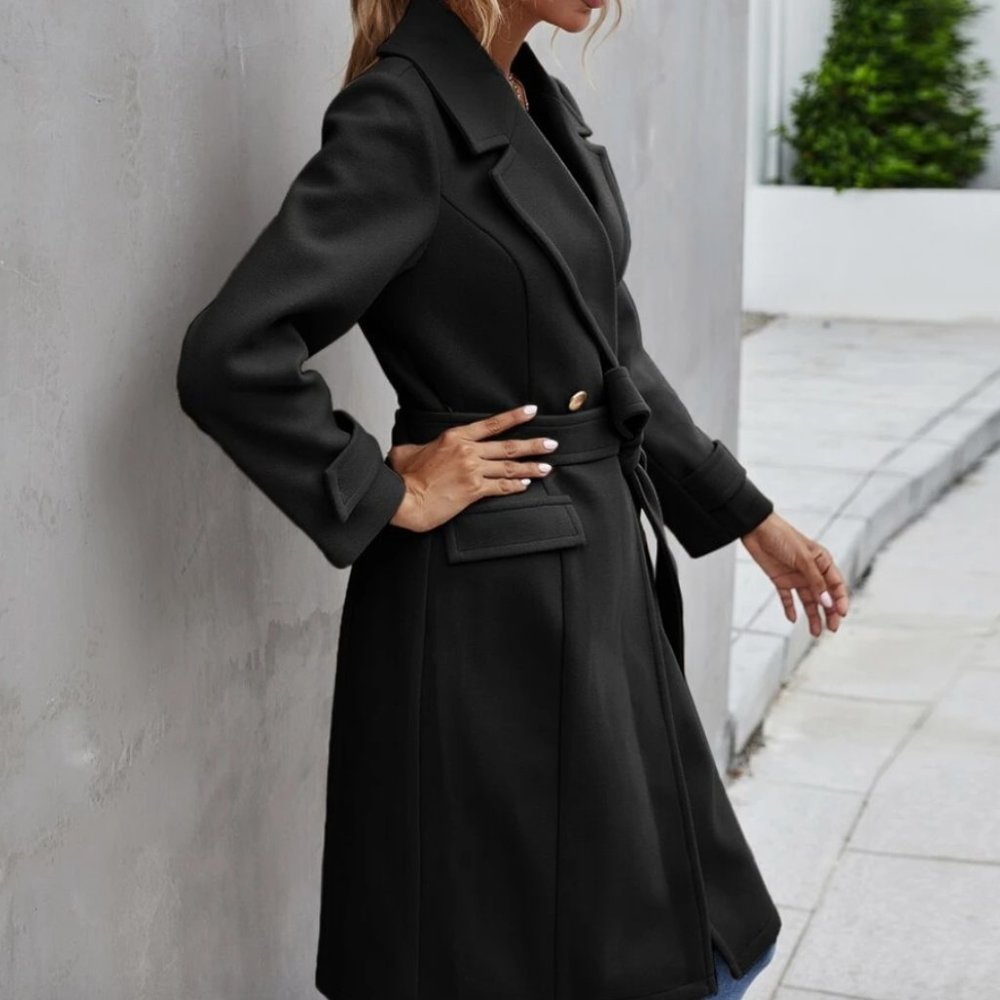Light blush baby pink winter peacoat trench long jacket minimalist - Picture 9 of 16